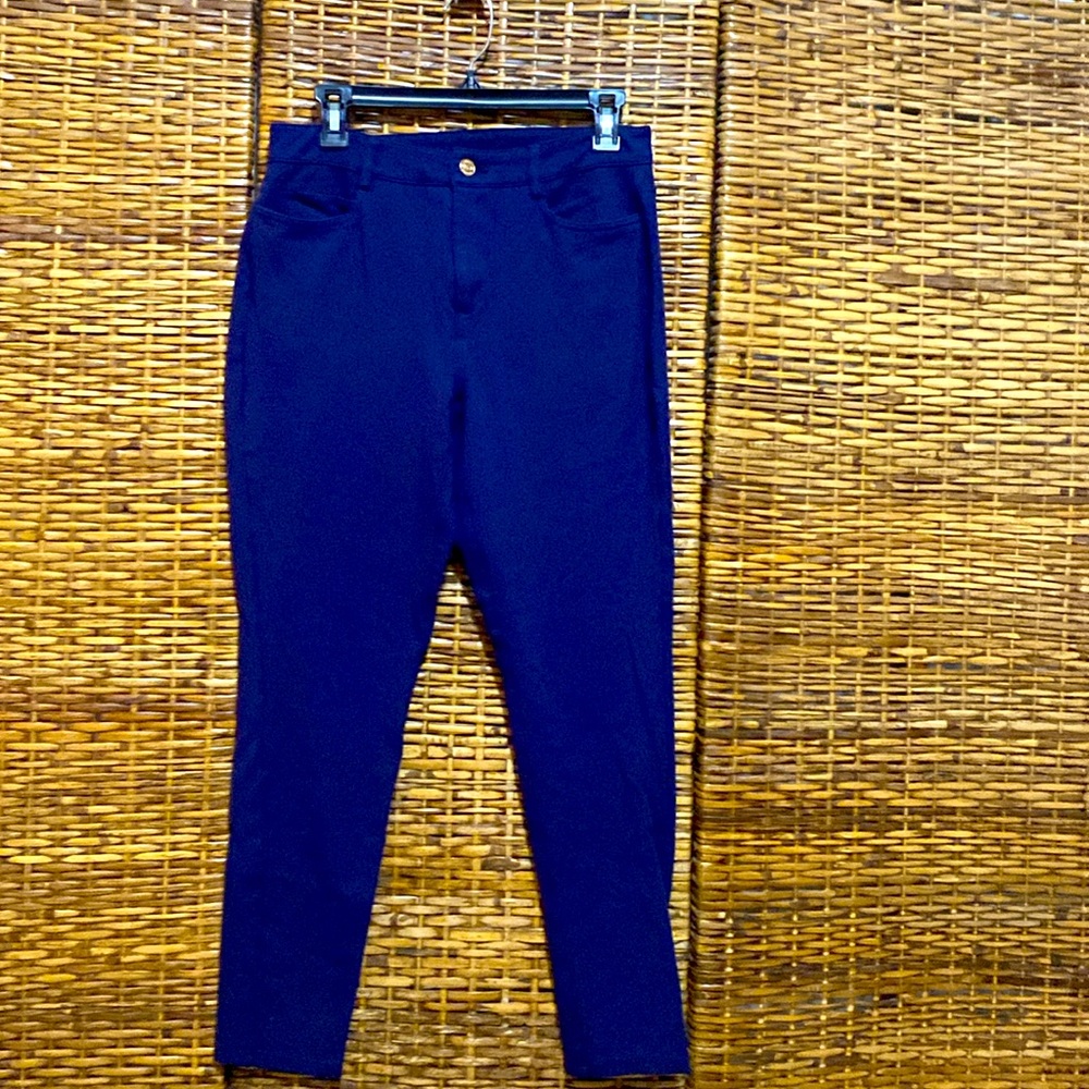 EUC MICHAEL KORS Gold button Blue Front Tapered Leg Pants M
